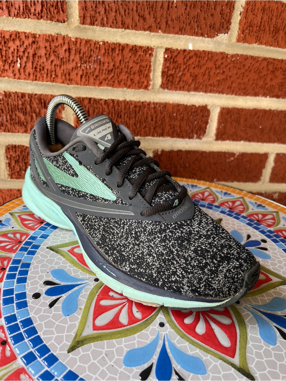 Brooks Launch 4 Womens 7 Grey Mint Road Running Comfy Sneakers Shoes